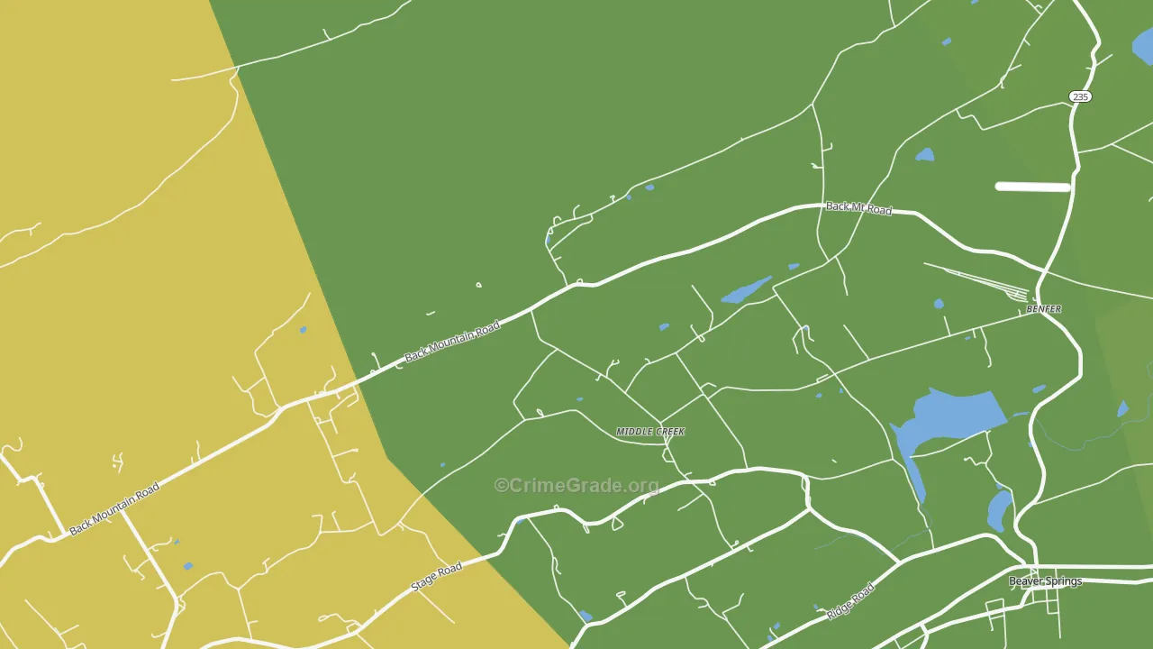 Middle Creek, PA Map of Assault Rates