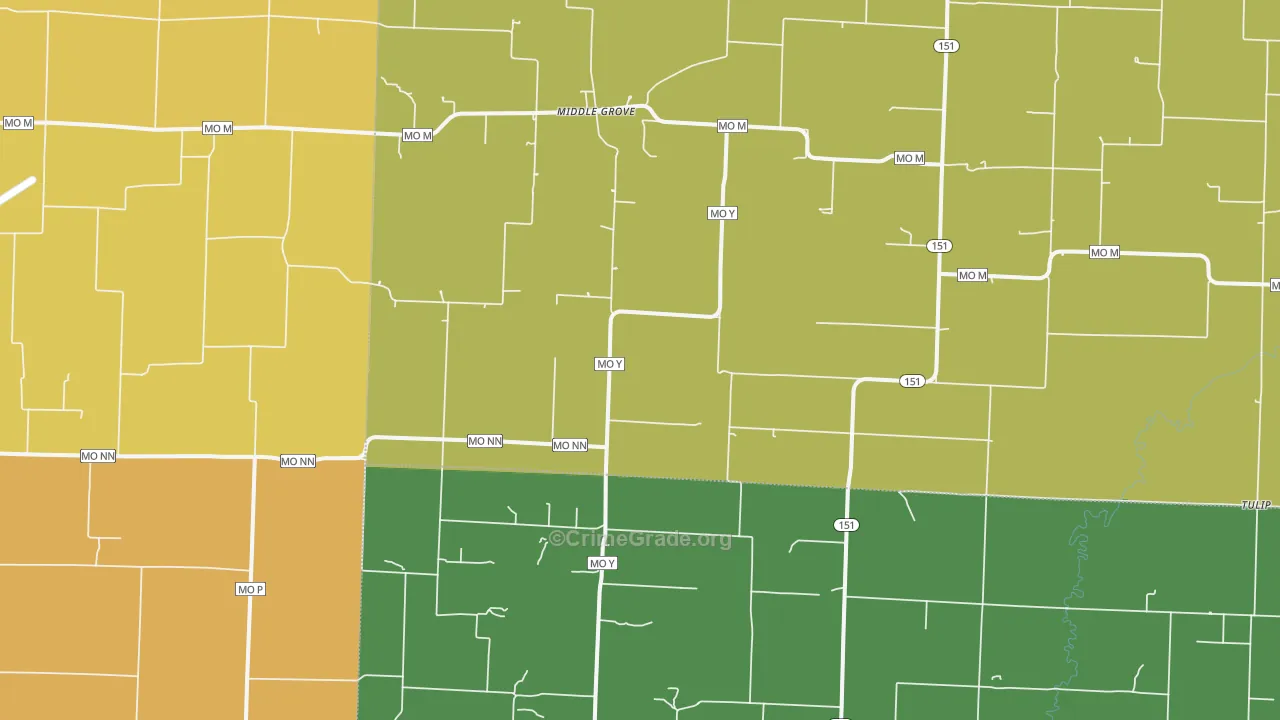 Middle Grove, MO Map of Assault Rates