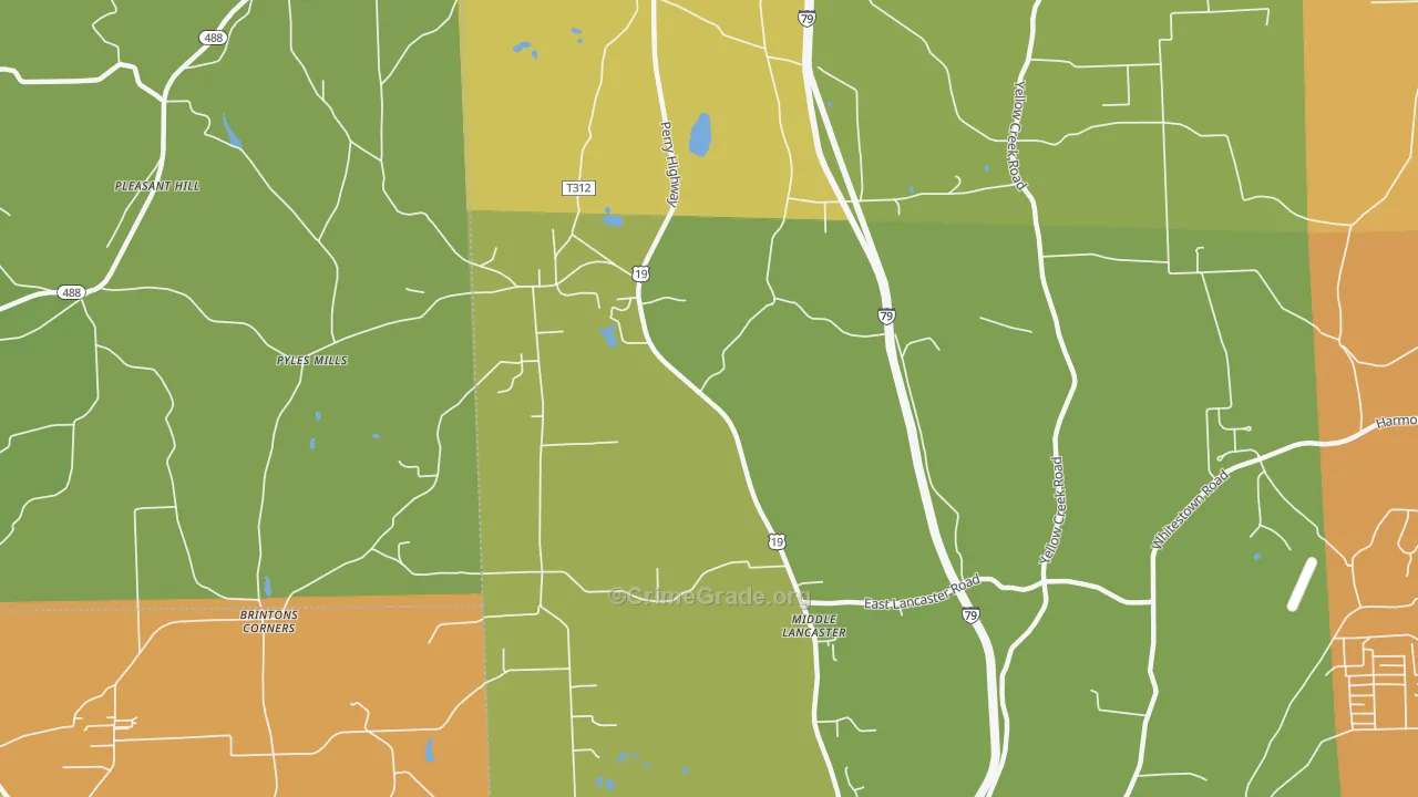 Middle Lancaster, PA Map of Assault Rates