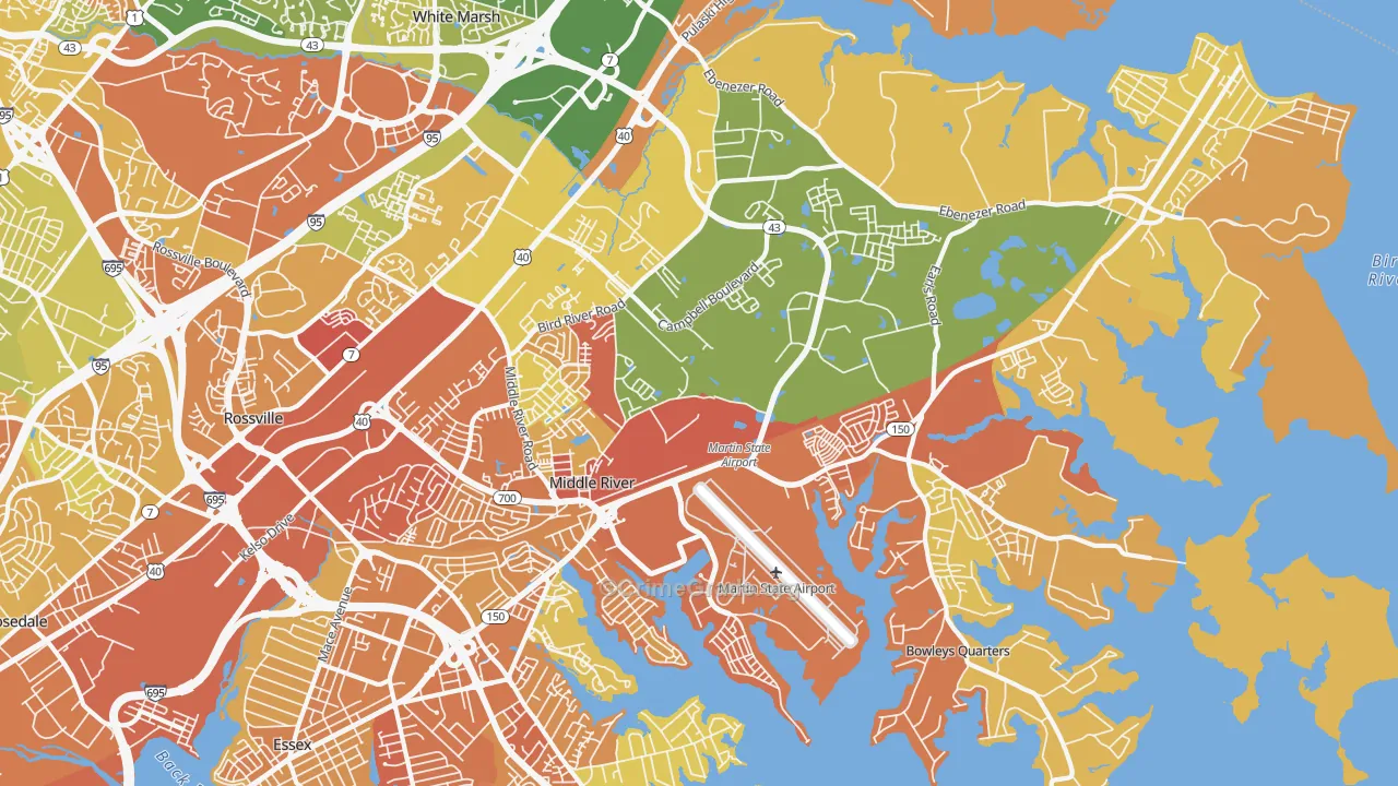 Middle River, MD Map of Assault Rates