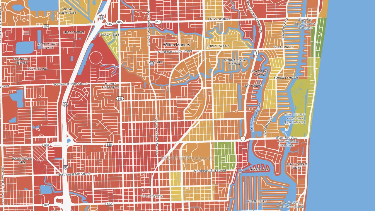 Middle River Terrace, Fort Lauderdale, FL Map of Assault Rates