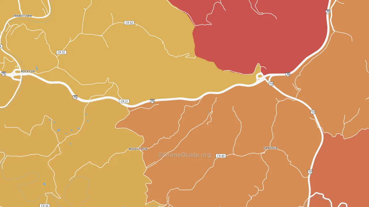 Middle Run, WV Map of Assault Rates