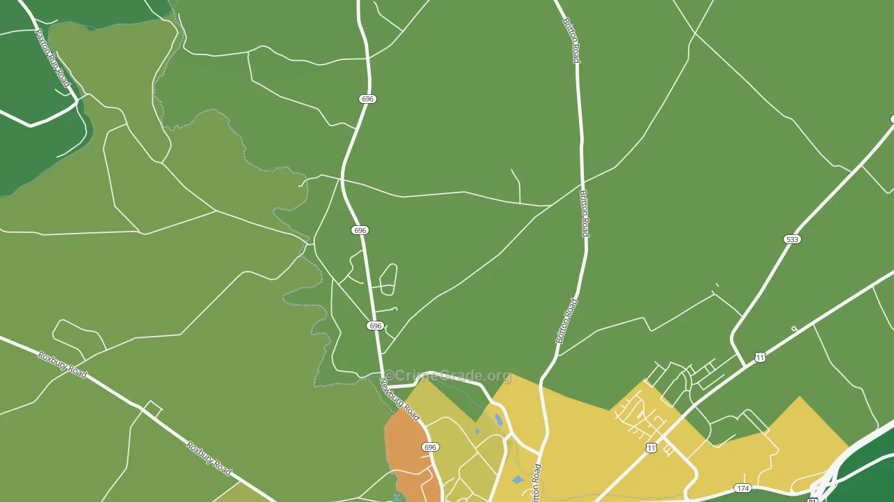 Middle Spring, PA Map of Assault Rates