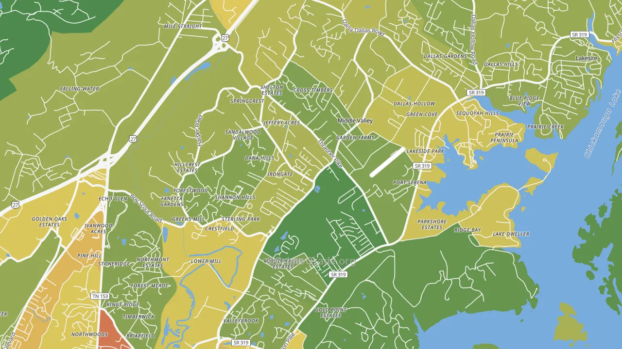 Middle Valley, TN Map of Assault Rates