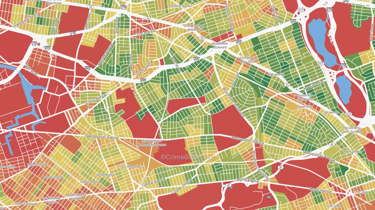 Middle Village, Queens, NY Map of Assault Rates