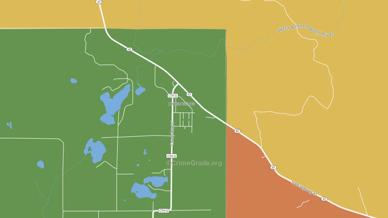Middle Village, WI Map of Assault Rates
