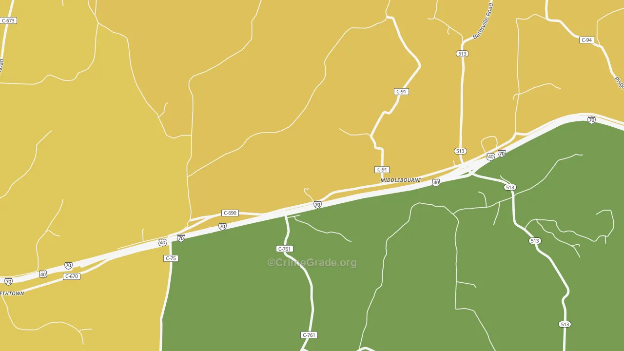 Middlebourne, OH Map of Assault Rates