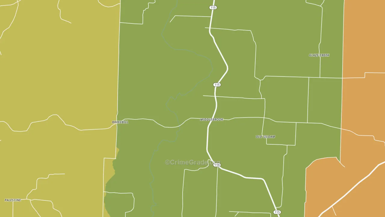 Middlebrook, AR Map of Assault Rates