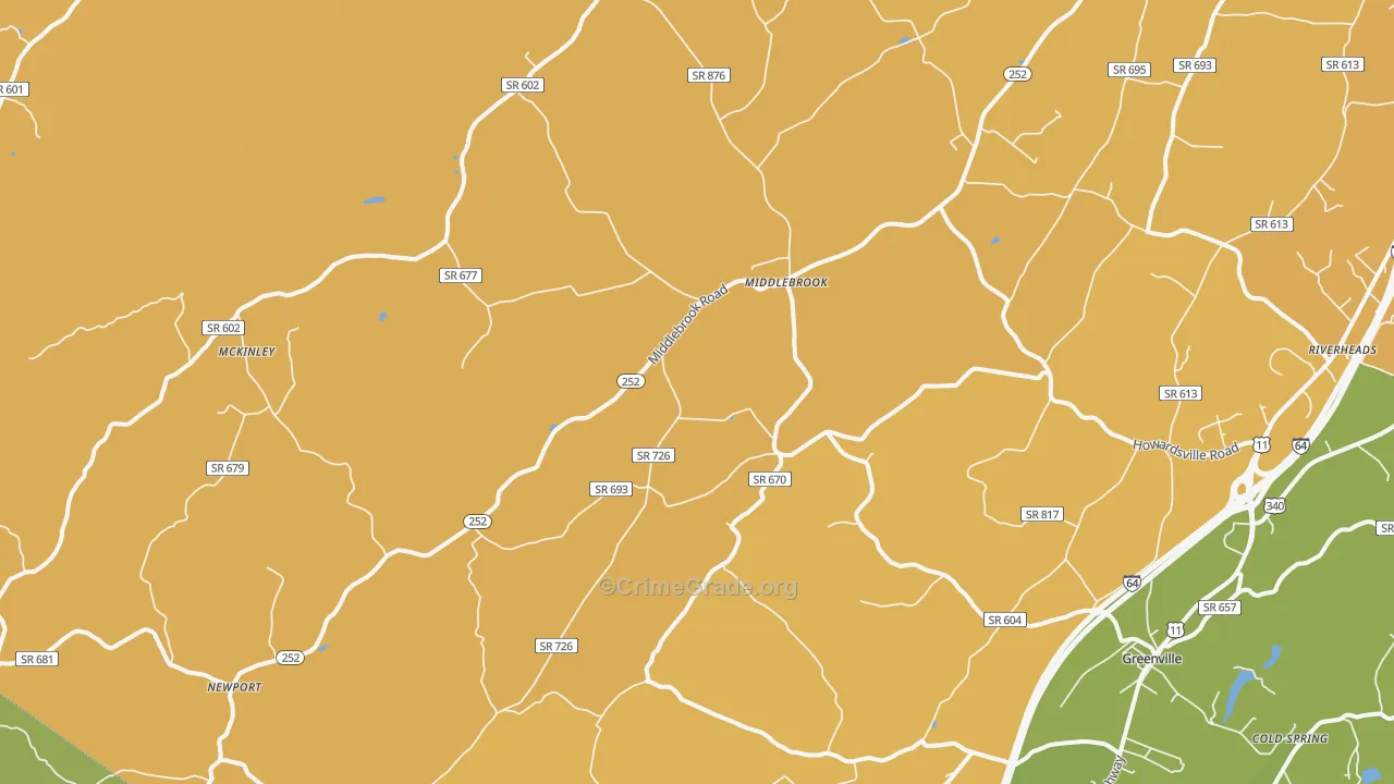Middlebrook, VA Map of Assault Rates