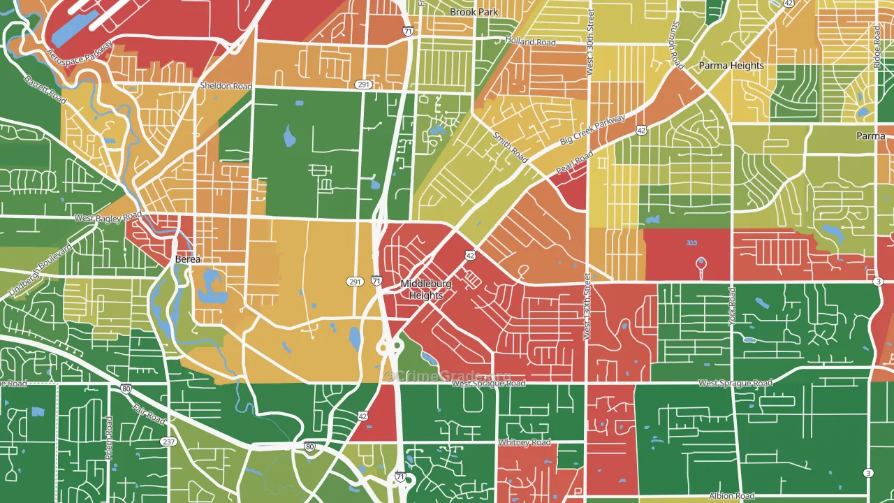 Middleburg Heights, OH Map of Assault Rates