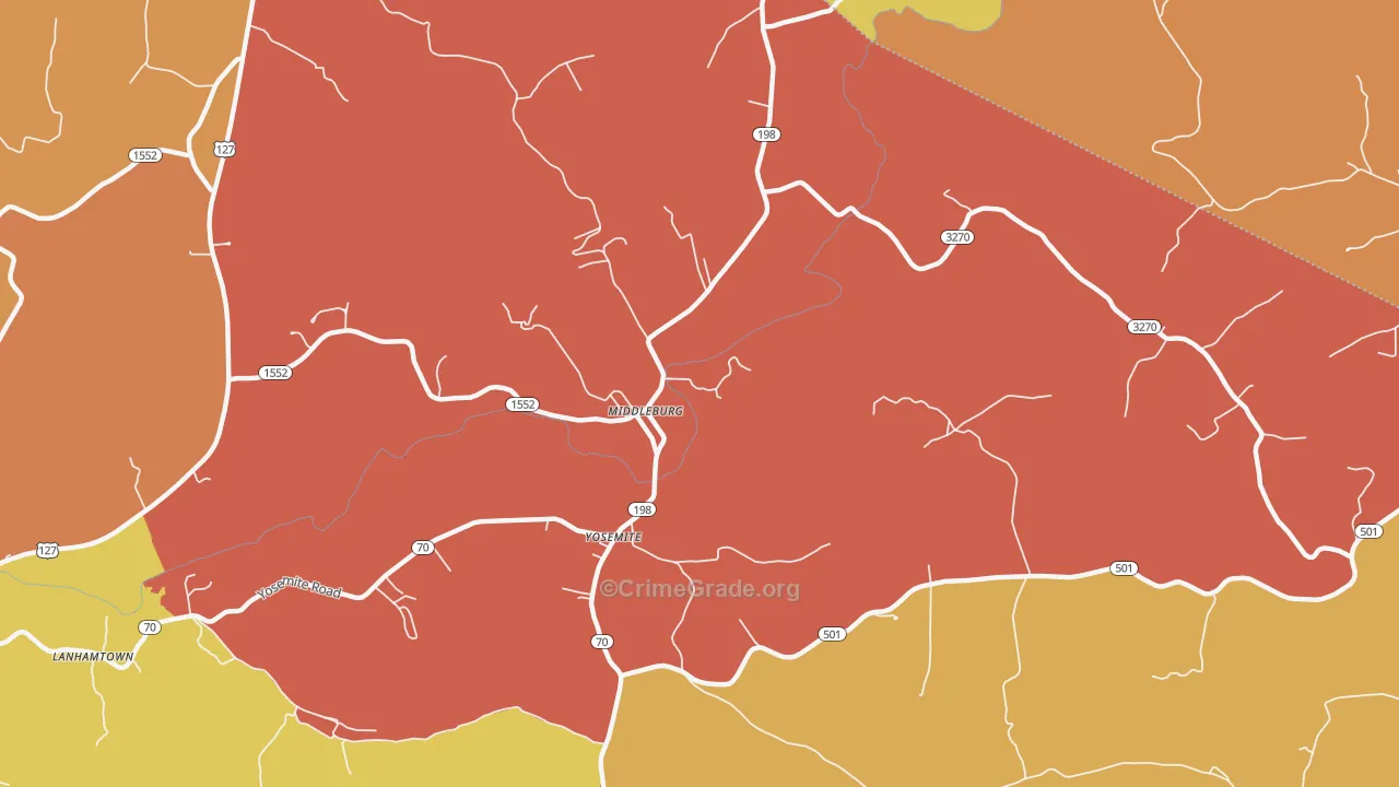 Middleburg, KY Map of Assault Rates