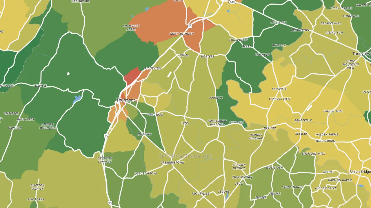 Middleburg, MD Map of Assault Rates
