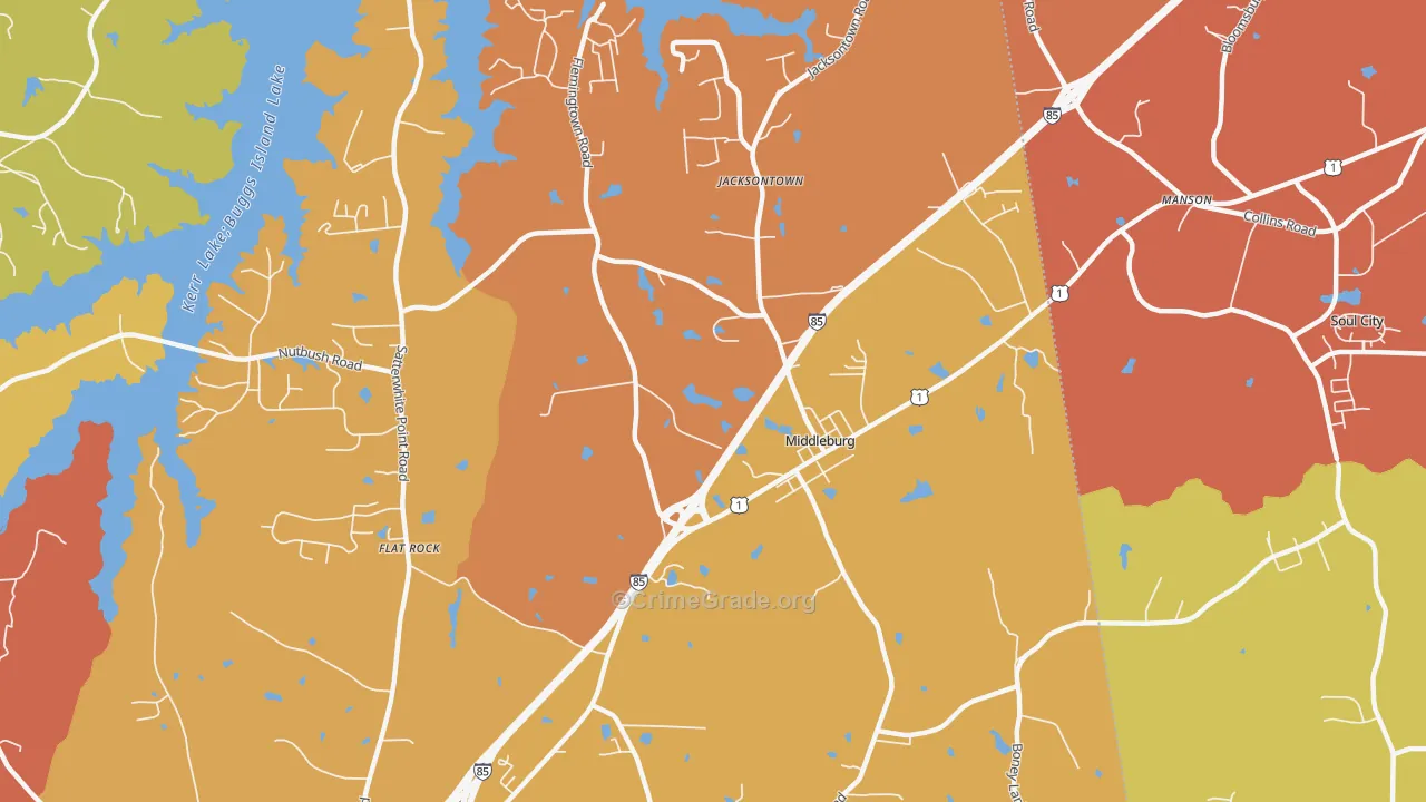 Middleburg, NC Map of Assault Rates