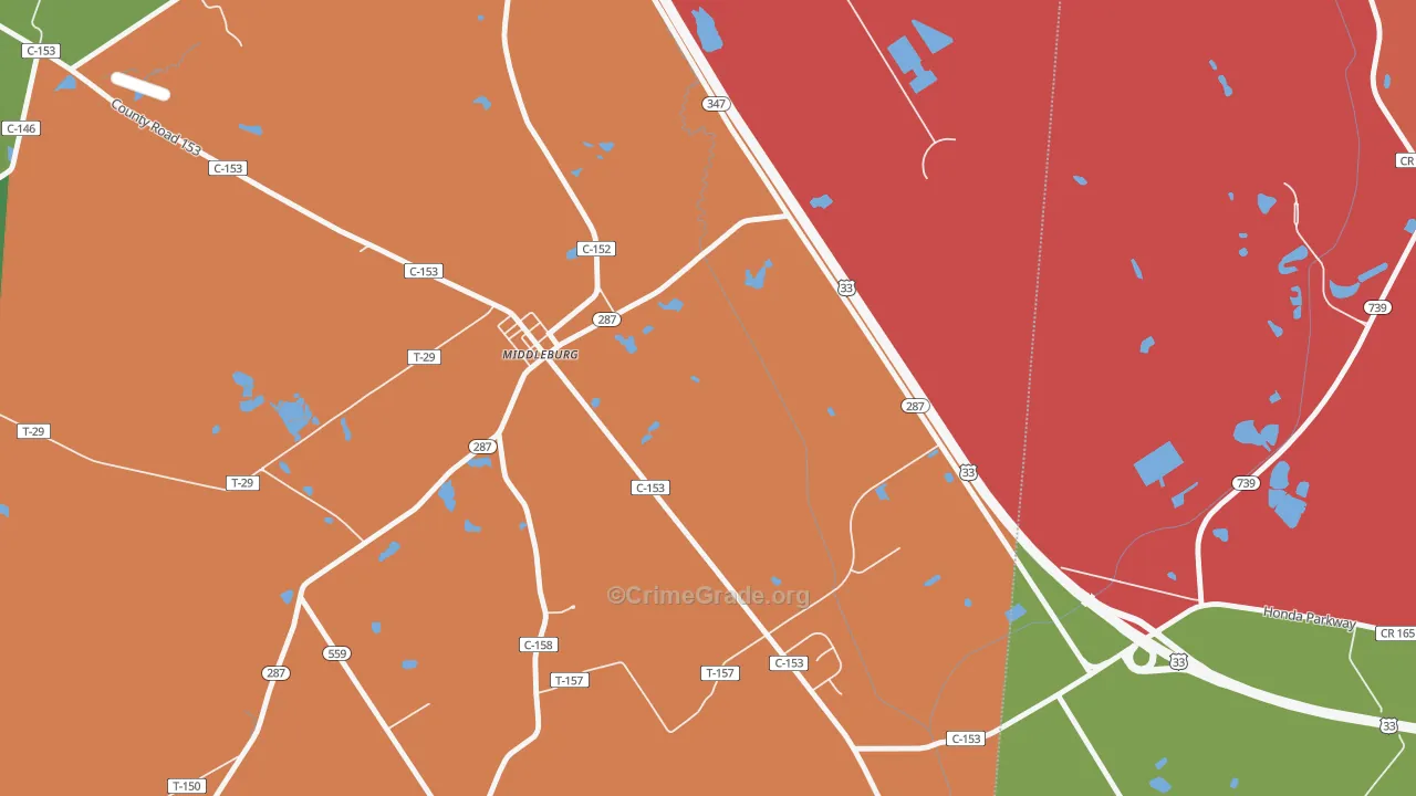Middleburg, OH Map of Assault Rates