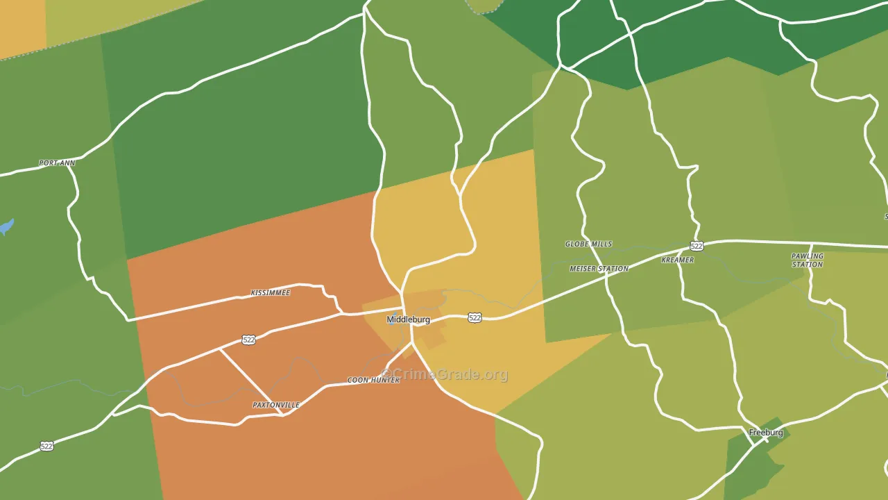 Middleburg, PA Map of Assault Rates