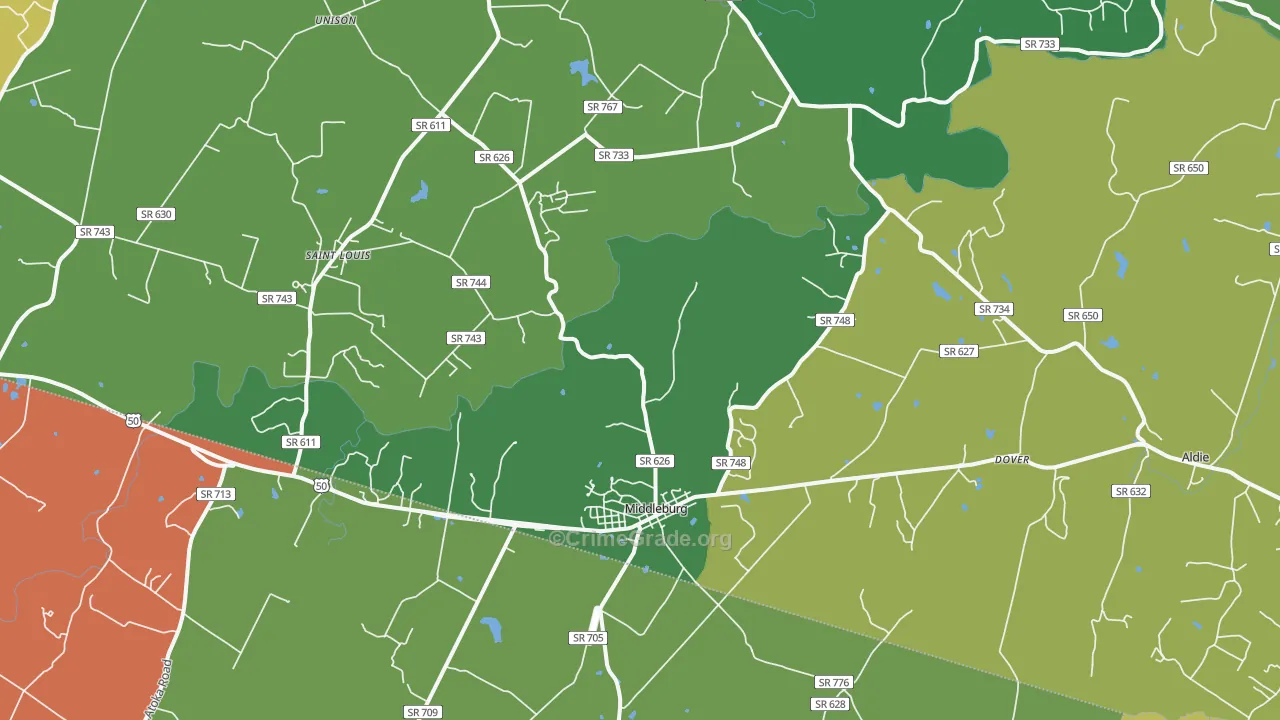 Middleburg, VA Map of Assault Rates