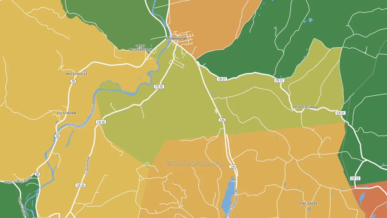 Middleburgh, NY Map of Assault Rates