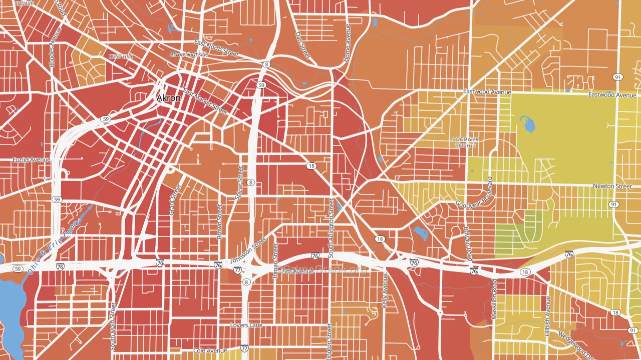 Middlebury, Akron, OH Map of Assault Rates