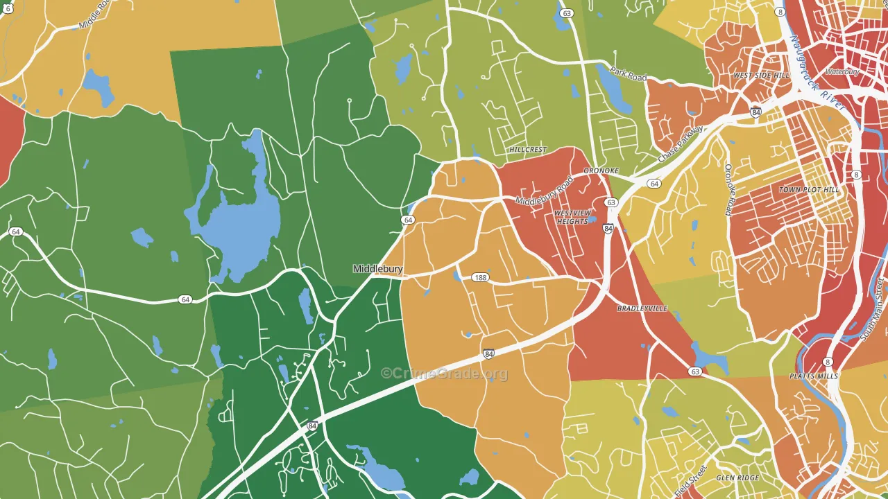 Middlebury, CT Map of Assault Rates