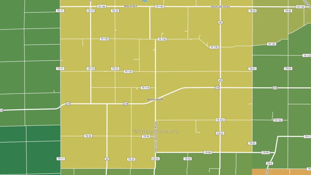 Middlebury, OH Map of Assault Rates