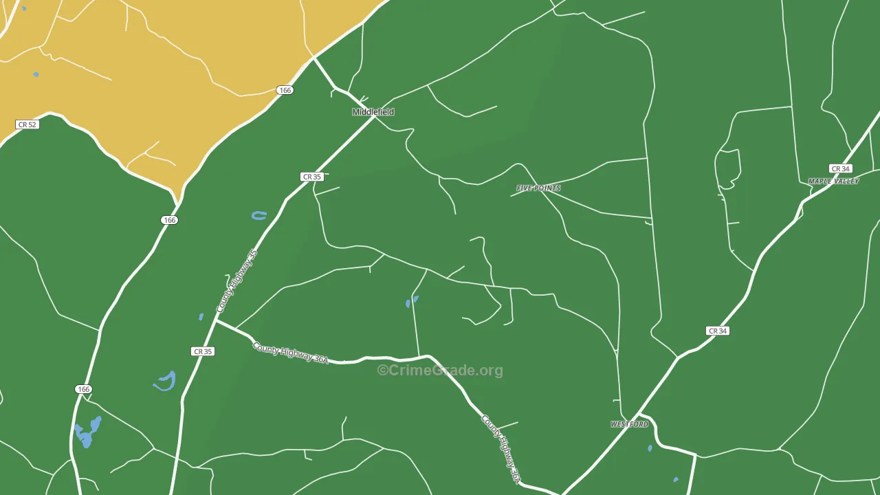 Middlefield, NY Map of Assault Rates