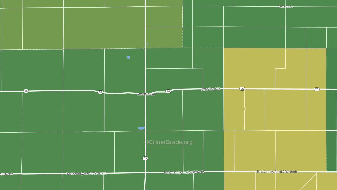 Middlefork, IN Map of Assault Rates