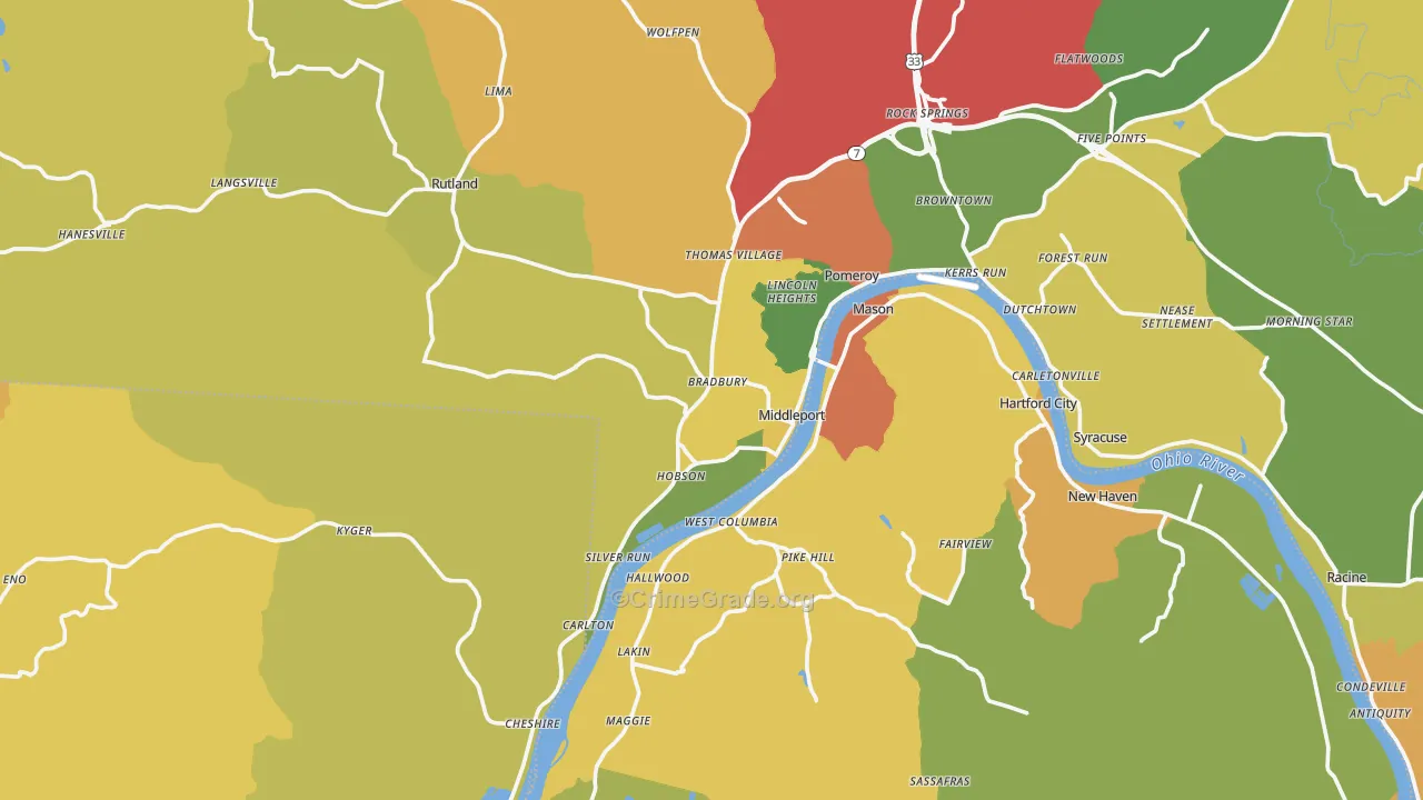 Middleport, OH Map of Assault Rates