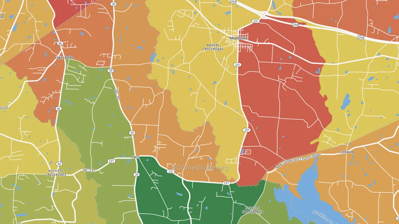 Middlesex, NC Map of Assault Rates