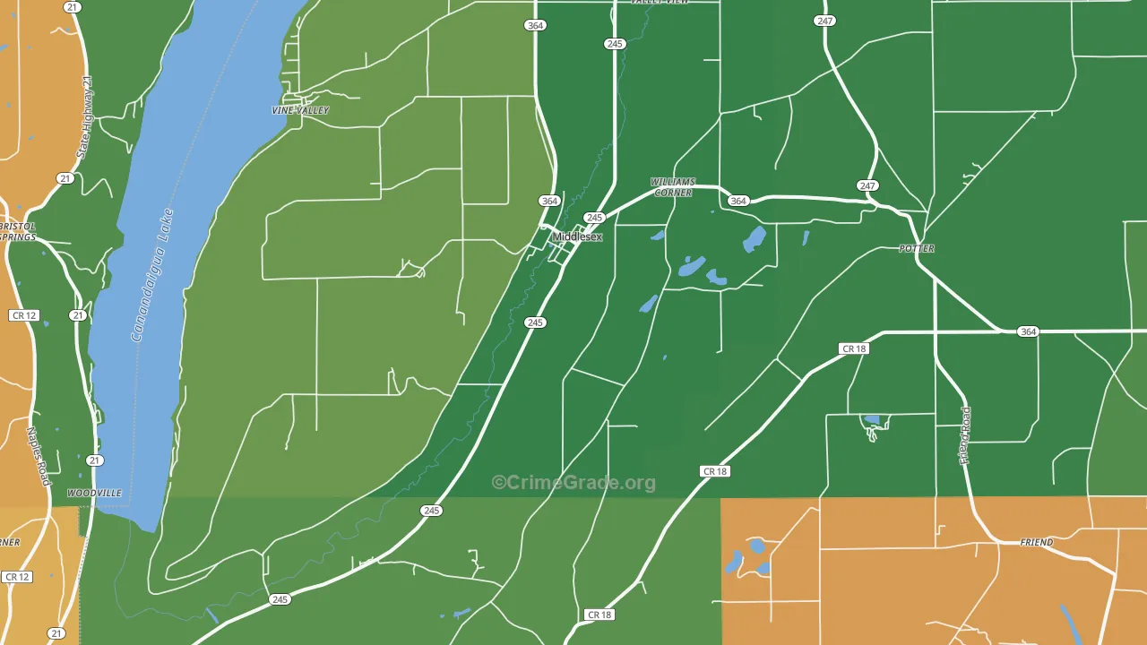 Middlesex, NY Map of Assault Rates