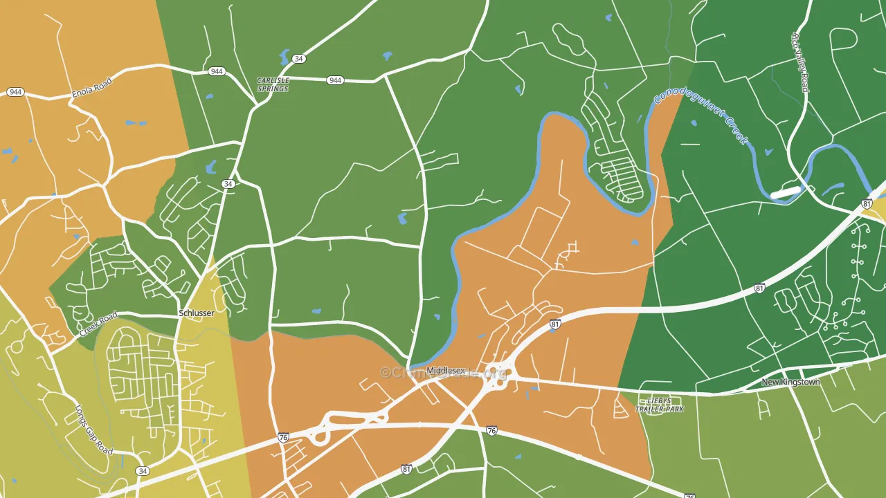 Middlesex, PA Map of Assault Rates