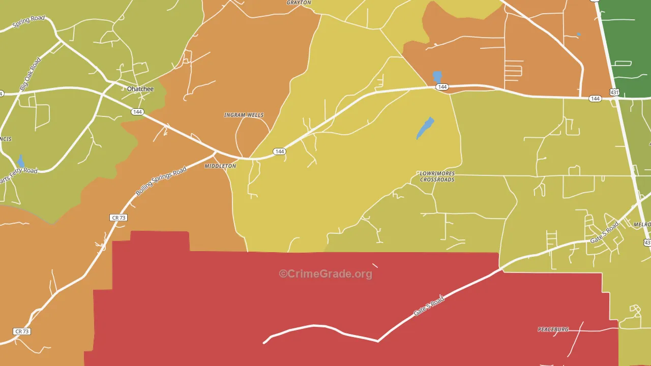 Middleton, AL Map of Assault Rates