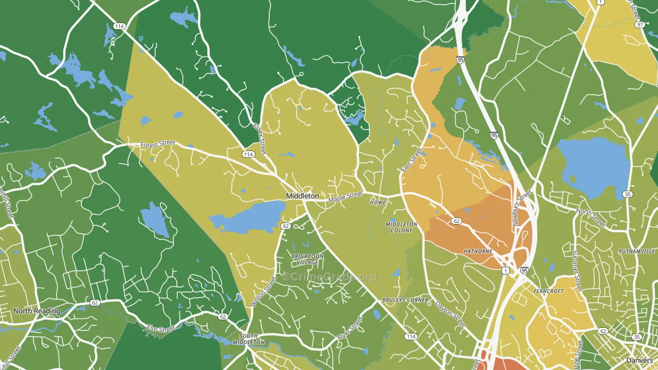 Middleton, MA Map of Assault Rates