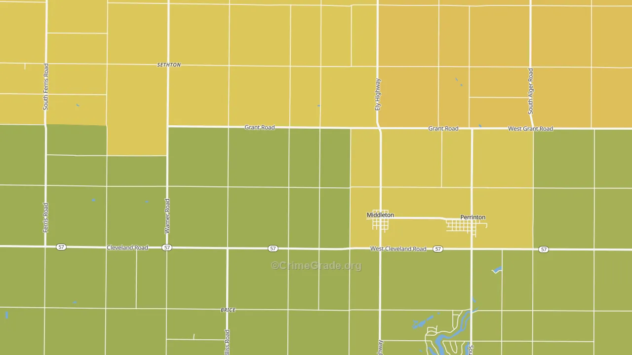 Middleton, MI Map of Assault Rates