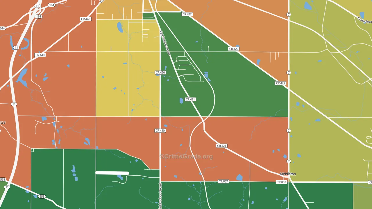 Middleton, OH Map of Assault Rates