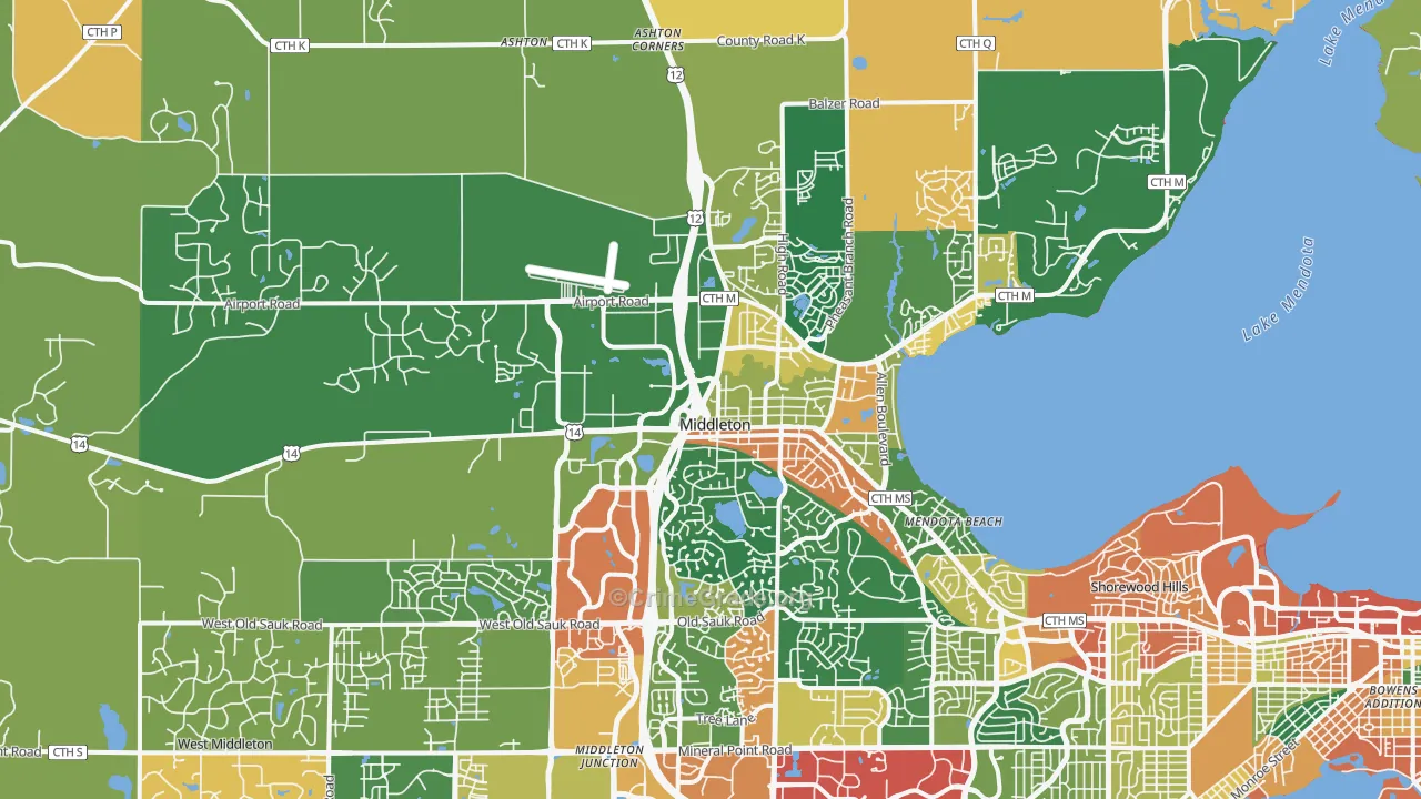 Middleton, WI Map of Assault Rates