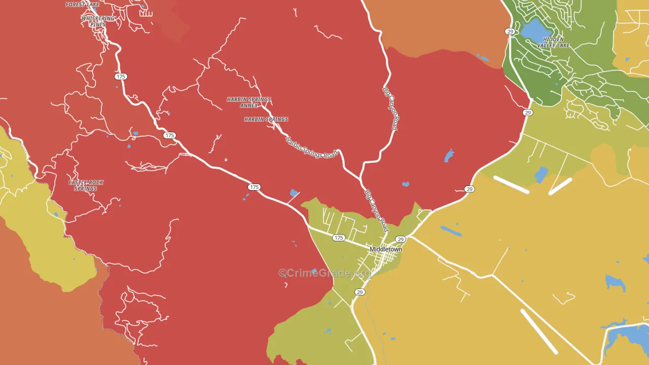 Middletown, CA Map of Assault Rates