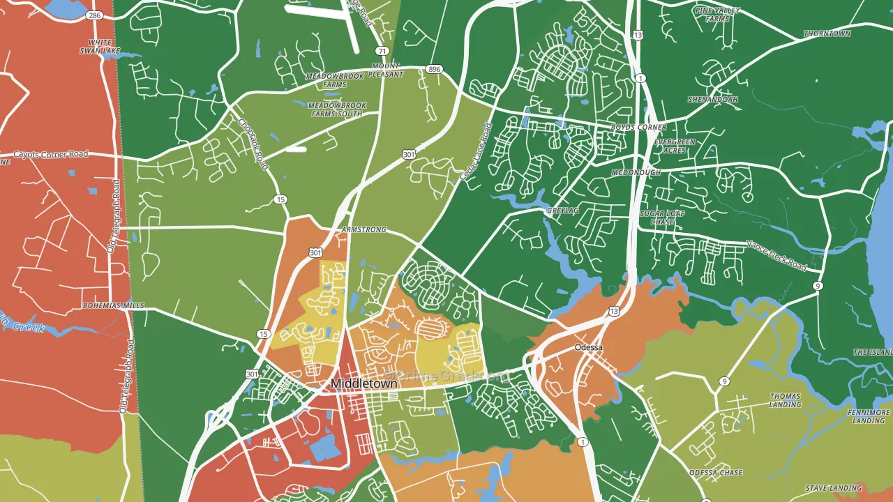 Middletown, DE Map of Assault Rates