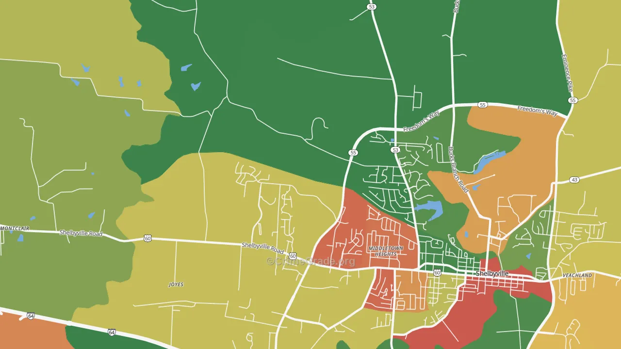 Middletown Heights, KY Map of Assault Rates
