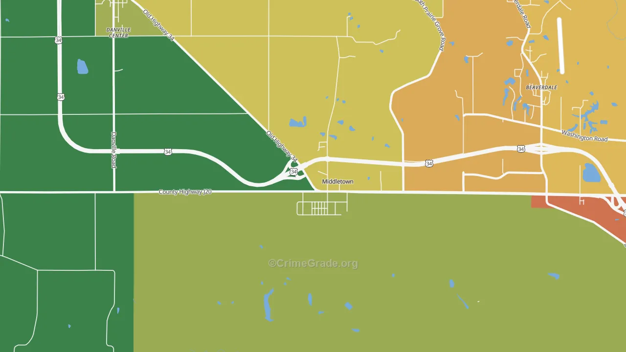 Middletown, IA Map of Assault Rates