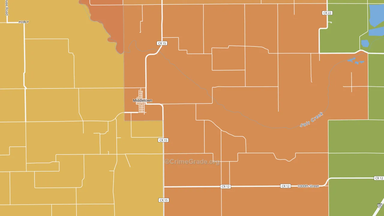 Middletown, IL Map of Assault Rates