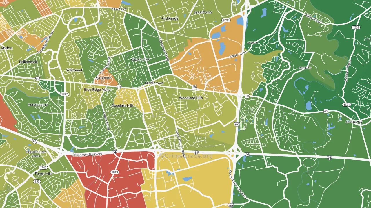 Middletown, KY Map of Assault Rates
