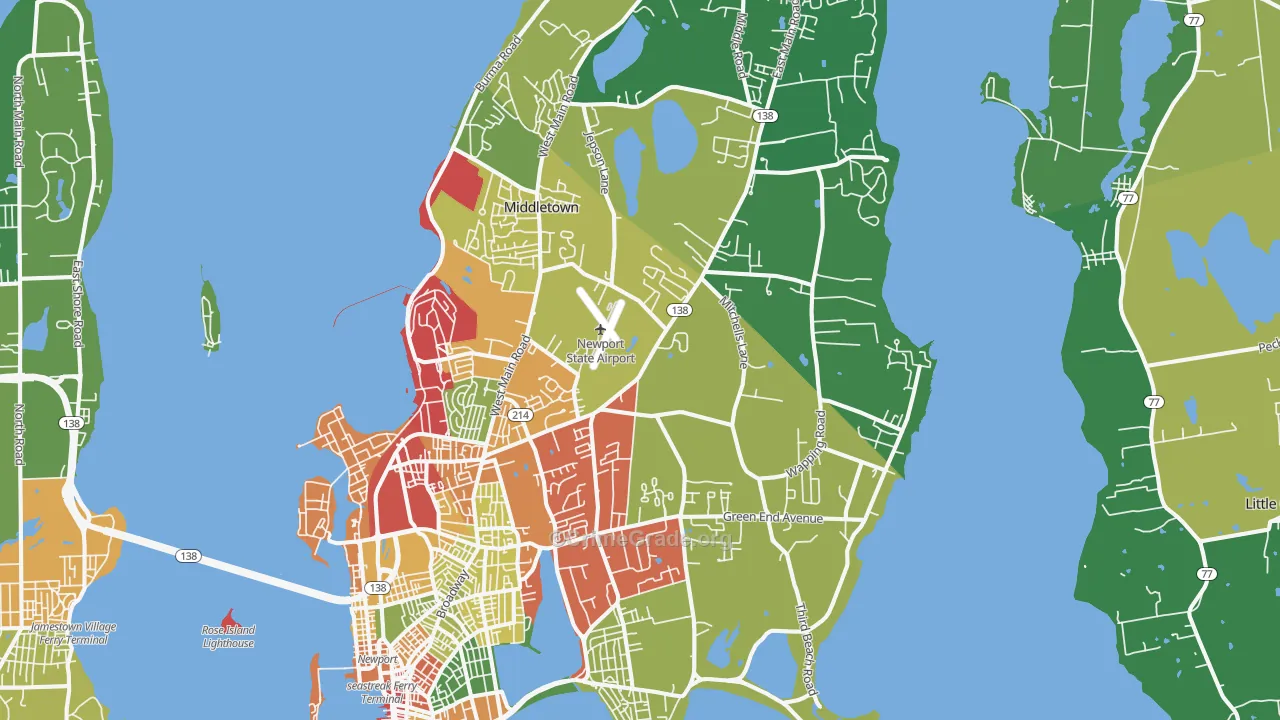 Middletown, RI Map of Assault Rates
