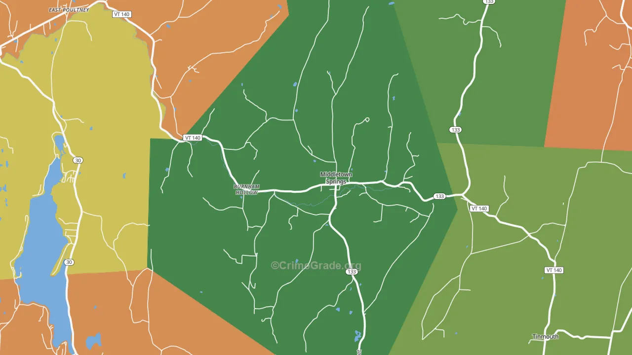 Middletown Springs, VT Map of Assault Rates