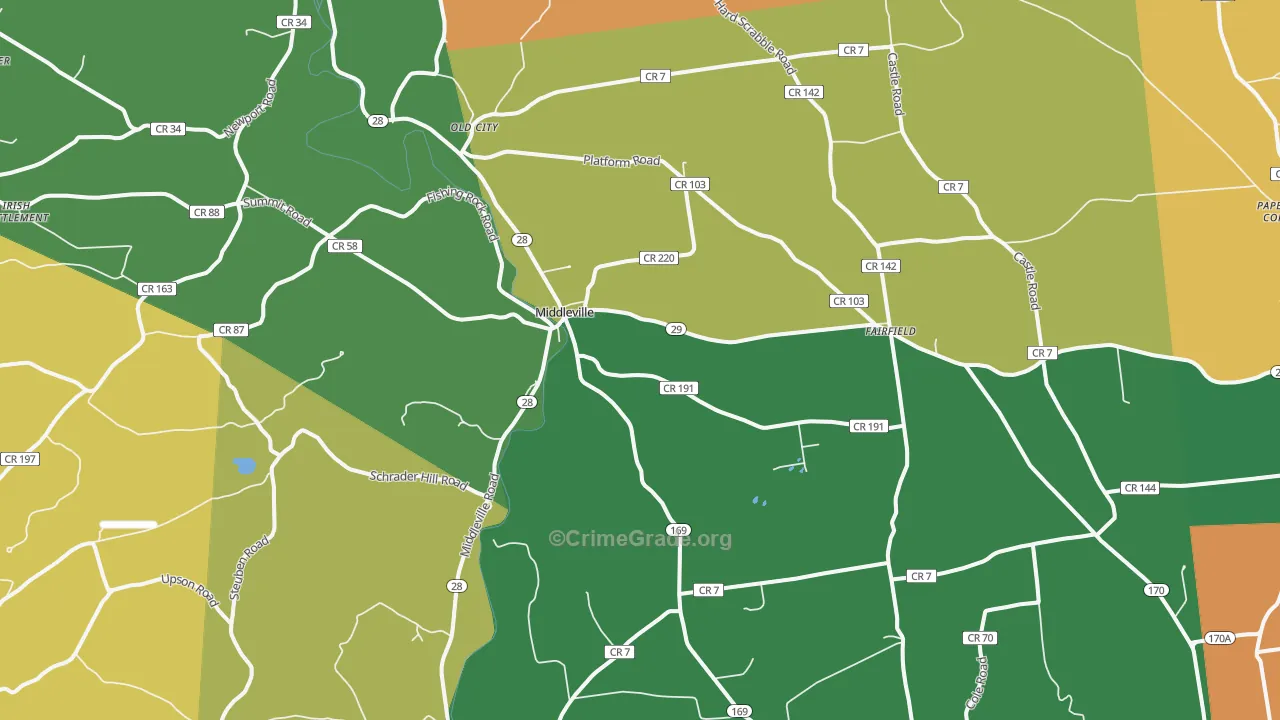 Middleville, NY Map of Assault Rates