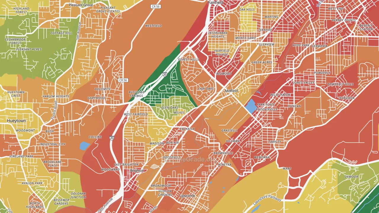 Midfield, AL Map of Assault Rates