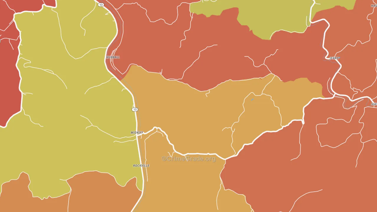 Midkiff, WV Map of Assault Rates