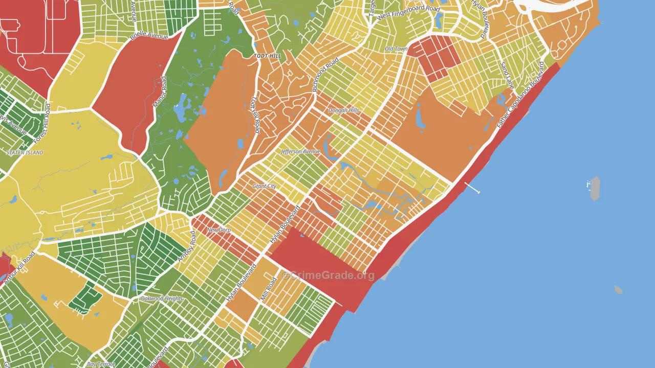 Midland Beach, Staten Island, NY Map of Assault Rates