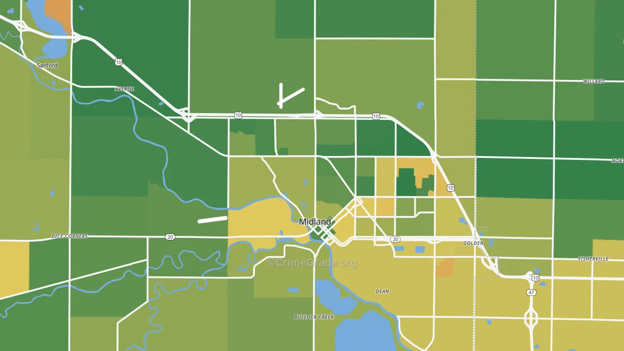 Midland, MI Map of Assault Rates