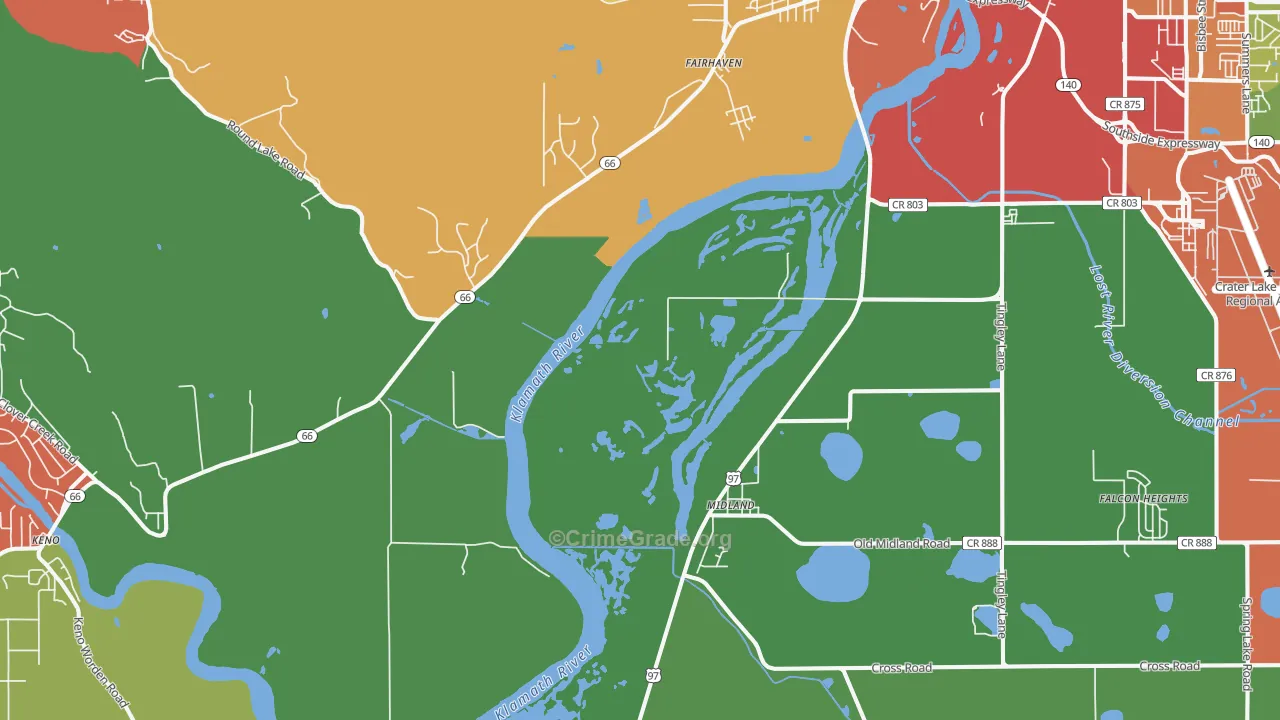 Midland, OR Map of Assault Rates
