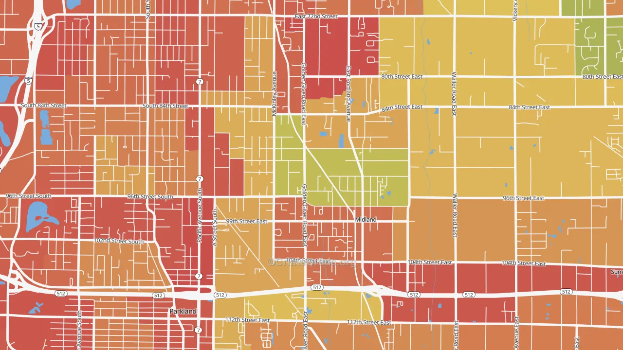 Midland, WA Map of Assault Rates
